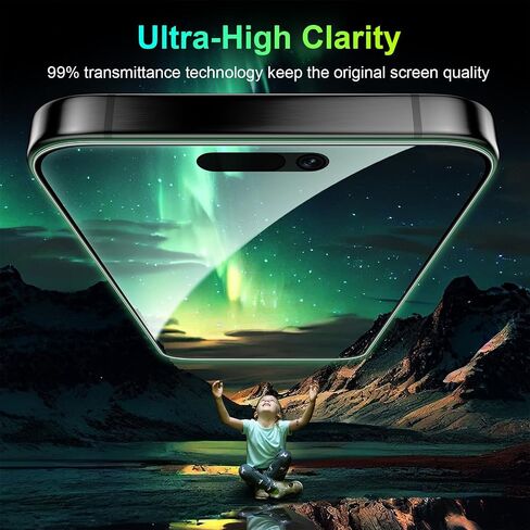 Esanik [2-Pack for iPhone 15 Pro Max 360° Privacy Screen Protector - 4-Way Anti-Spy Tempered Glass,Shatterproof, Anti-Peep, Scratch Resistant,Easy Installation Frame Included in Kuwait