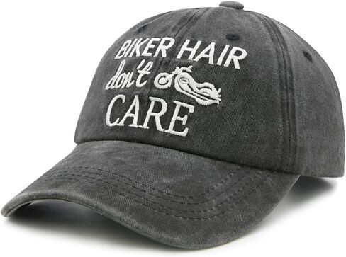 Waldeal Biker Hair Don't Care Hat for Women, Denim Washed Adjustable Baseball Cap in Saudi Arabia