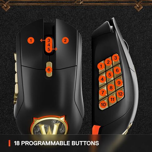 Steelseries Aerox 9 Wireless: World of Warcraft Edition-العنصر المجاني في اللعبة-MMO Gaming Mouse-18 أزرار قابلة للبرمجة-خفيفة الوزن-Bluetooth/2.4 جيجا هرتز-18 كيلو كيلو دبليو دبليو ترويموفي مستشعر (متجدد) (متجدد) in Kuwait