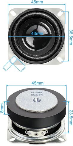 RAMWAY Mini Full Range Audio Speaker 4 Ohm 3W 45mm Size, Full Range Woofer for Audio, ESP32, Bluetooth Replacement & Demo Kits DIY (2-Packs) in Saudi Arabia