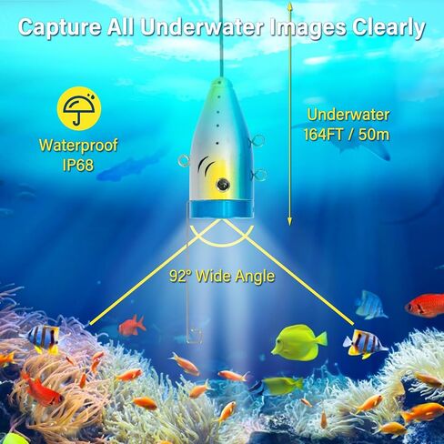 Underwater Fishing Camera, 7" HD LCD Underwater Fish Finder with 36pcs Infrared White Dual Lights 1200TVL Waterproof Fishing Camera IP68 for Boat, Lake, Ice Fishing in Saudi Arabia
