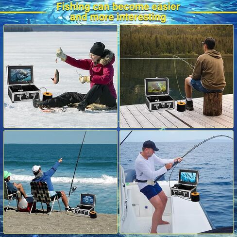 Underwater Fishing Camera, 7" HD LCD Underwater Fish Finder with 36pcs Infrared White Dual Lights 1200TVL Waterproof Fishing Camera IP68 for Boat, Lake, Ice Fishing in Saudi Arabia