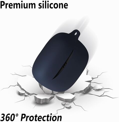 علبة سيليكون Geiomoo لـ JBL Tune Buds 2 ، غطاء واقي مقاوم للخدش ناعم مع Carabiner (أسود) in Kuwait