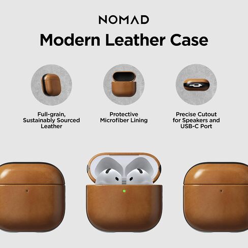 Nomad Airpods 4 Case in Black Nomad Leather, AirPods 4 Cover, Compatible with Air Pods 4, Qi and MagSafe Charging Compatible in Saudi Arabia