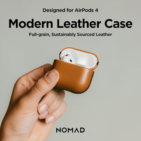 Nomad Airpods 4 Case in Black Nomad Leather, AirPods 4 Cover, Compatible with Air Pods 4, Qi and MagSafe Charging Compatible in Saudi Arabia