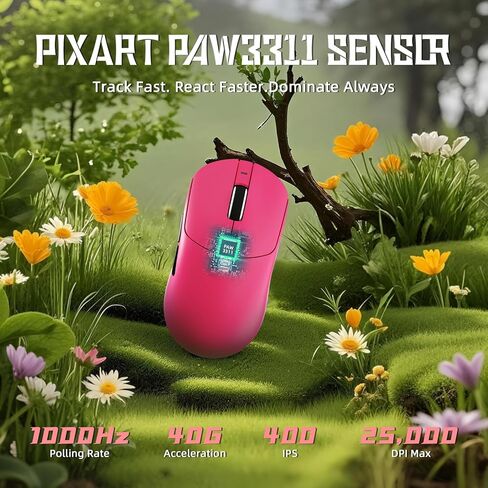 الهجوم Shark X8 SE 55G Superlight Wireless Gaming Mouse ، BK52820 Tri-Mode BT/2.4G Mouse اللاسلكي/السلكي ، 25000DPI ، بطارية 500 مللي أمبير في الساعة ، Med إلى حجم اليد الكبيرة ، 5 أزرار قابلة للبرمجة للكمبيوتر الشخصي/Mac (أبيض) in Saudi Arabia