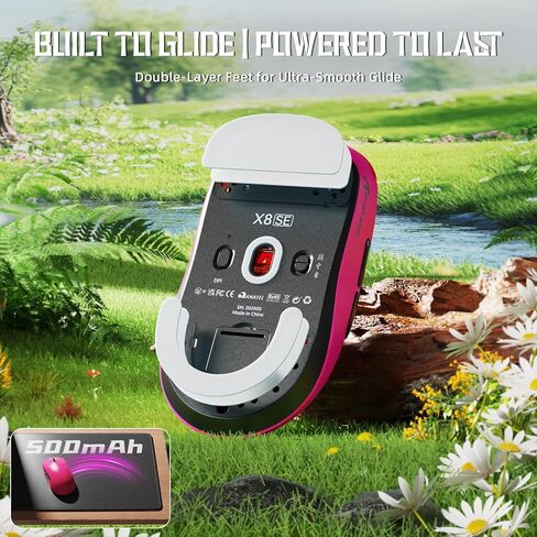 الهجوم Shark X8 SE 55G Superlight Wireless Gaming Mouse ، BK52820 Tri-Mode BT/2.4G Mouse اللاسلكي/السلكي ، 25000DPI ، بطارية 500 مللي أمبير في الساعة ، Med إلى حجم اليد الكبيرة ، 5 أزرار قابلة للبرمجة للكمبيوتر الشخصي/Mac (أبيض) in Saudi Arabia