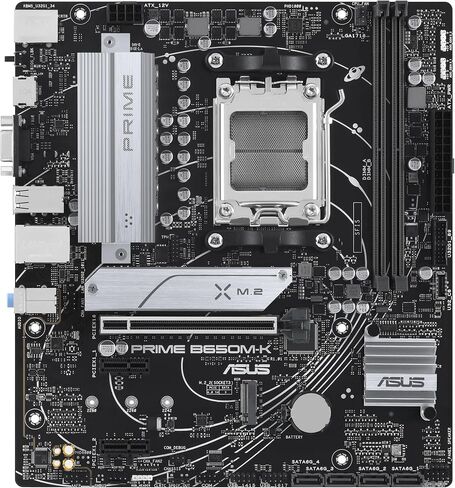 ASUS Prime B650M-K AMD Ryzen AM5 B650 Micro-ATX Motherboard (DDR5, PCIe 5.0 M.2 Support, 2.5Gb Ethernet, HDMI, VGA, USB 3.2 Gen 2 Rear, USB 3.2 Gen 1 Type-C Front, Aura Sync RGB) in Saudi Arabia