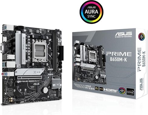 ASUS Prime B650M-K AMD Ryzen AM5 B650 Micro-ATX Motherboard (DDR5, PCIe 5.0 M.2 Support, 2.5Gb Ethernet, HDMI, VGA, USB 3.2 Gen 2 Rear, USB 3.2 Gen 1 Type-C Front, Aura Sync RGB) in Saudi Arabia