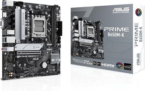 ASUS Prime B650M-K AMD Ryzen AM5 B650 Micro-ATX Motherboard (DDR5, PCIe 5.0 M.2 Support, 2.5Gb Ethernet, HDMI, VGA, USB 3.2 Gen 2 Rear, USB 3.2 Gen 1 Type-C Front, Aura Sync RGB) in Saudi Arabia