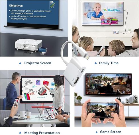 Lightning to HDMI Adapter for iPhone to TV [Apple MFi Certified] iPhone to 1080P Digital AV Adapter Sync Screen Connector with Charging Port for iPhone14/13/12/11/XS/XR/8/iPad to TV/Monitor/Projector in Saudi Arabia