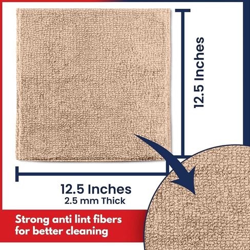 Microfiber Cleaning Cloth Yellow - 12 Pcs 12.5"x12.5" - High Performance - 1200 Washes, Ultra Absorbent Towels Weave Grime & Liquid for Streak-Free Mirror Shine - Car Washing Cloth in Kuwait