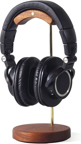 Handmade Brass and Wood headphone stand, Headset Stand for Desk, compatible with all models in Saudi Arabia