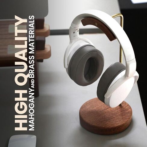 Handmade Brass and Wood headphone stand, Headset Stand for Desk, compatible with all models in Saudi Arabia