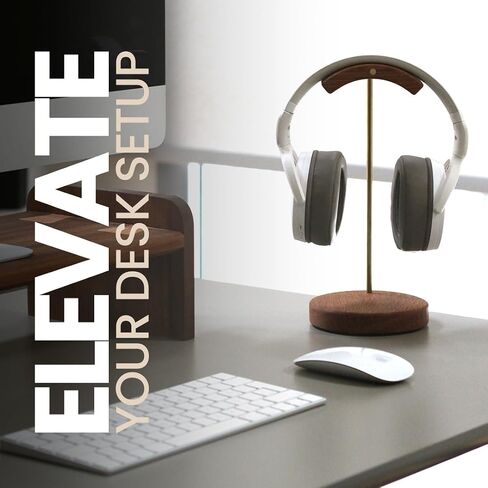Handmade Brass and Wood headphone stand, Headset Stand for Desk, compatible with all models in Saudi Arabia