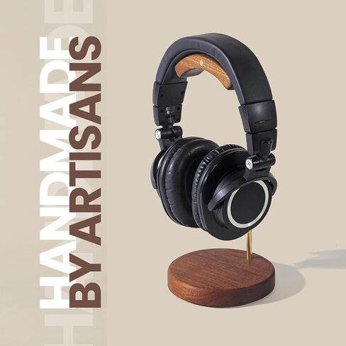 Handmade Brass and Wood headphone stand, Headset Stand for Desk, compatible with all models in Saudi Arabia