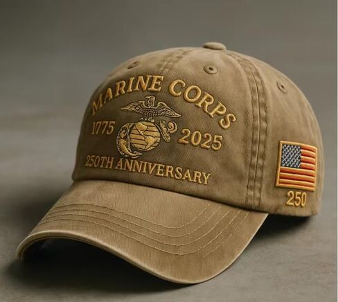 250th Anniversary Tribute Baseball Cap, Adjustable Embroidered Veteran Hat, Commemorative Headwear Gift in Kuwait