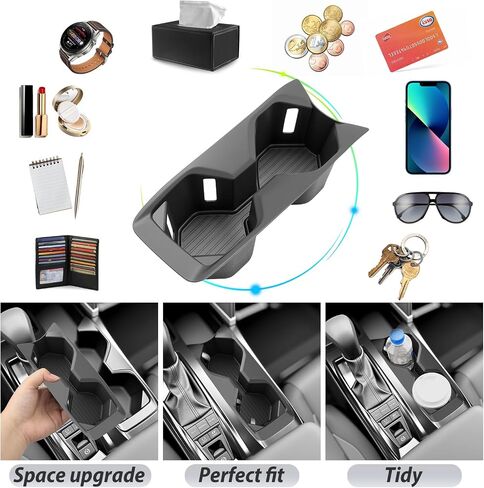 SKTU for 2018 2019 2020 2021 2022 2023 Hyundai Kona Center Console Organizer Insert ABS Black Materials 2023 Kona OS Tray Armrest Box Glove Secondary Storage Box with Coin and Glass Holder (White) in Saudi Arabia