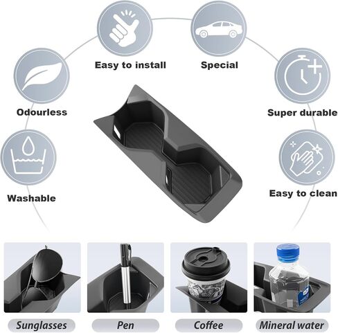 SKTU for 2018 2019 2020 2021 2022 2023 Hyundai Kona Center Console Organizer Insert ABS Black Materials 2023 Kona OS Tray Armrest Box Glove Secondary Storage Box with Coin and Glass Holder (White) in Saudi Arabia