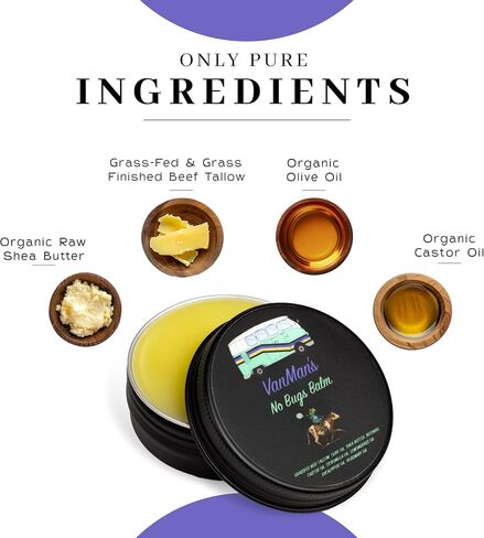 Vanman's - Bug Balm - Bug Repellent Balm with Grass-Fed/Finished Beef Tallow for Skin, Organic Cold Pressed Extra Virgin Olive Oil, Shea Butter, Castor Oil, Beeswax, and Essential Oils - 1 oz in Saudi Arabia