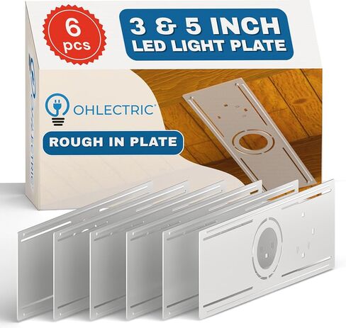 OHLECTRIC 6 Pack New Construction Mounting Plate for 4 & 6 Inch LED Downlight Easy Cutout Slim Steel Rough in Bracket Made of Galvanized Steel Recessed LED Light Plate in Kuwait