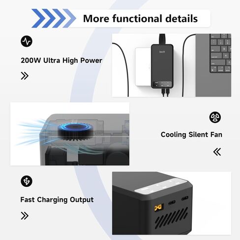 ISDT P200C2 200W Multi-Port Desktop Charger with 1xDC + 2xUSB-C Outputs, Silent Fan, Active Cooling, Compact Size, Overvoltage/Undervoltage/Overcurrent Protection in Saudi Arabia