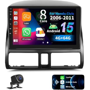 ستيريو سيارة Android 13 لسيارة Honda CRV 2002-2006 مع Apple Carplay Android Auto، راديو سيارة بشاشة لمس 9 بوصة مع وصلة مرآة واي فاي GPS بلوتوث FM/RDS SWC+AHD كاميرا خلفية [2G+32G] in Kuwait