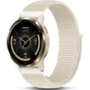 خطاف وحلق نايلون ساعة التوافق مع Garmin Venu 3S/2S/ForerUnner265S/255S ، حزام بديل قابل للتعديل 18 ملم Lightweiht Sport ل Garmin Vivoactive 4S النساء الرجال in Kuwait
