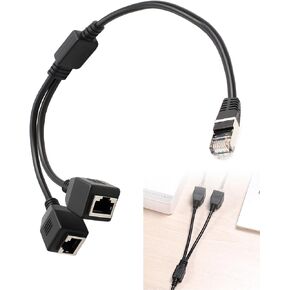 RJ45 Network Ethernet Adapter Flitter ، RJ45 Internet Acpler Connector 1 Male to 2 Female Splitter Y Cable y Cable for Cat5 ، Cat5e ، Cat6 ، in Kuwait