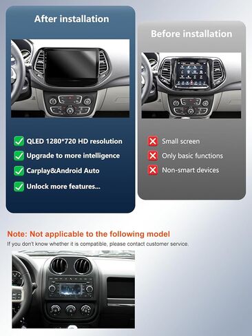 5G WiFi (6) CAR Radio for Jeep Compass 2017-2020 ، Android13/Wireless Carplay/Android Auto/Touch Screen/GPS Cameraging/Bluetooth/FM/HD (2Ram+64rom) in Kuwait