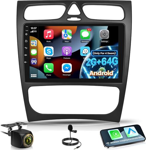 [2G+64G] Radio for Mercedes Benz C Class W203 C200 C320 C350 CLK W209 S203 A209 2000-2005 (for 4 Doors), Android Touch Screen W203 Car Stereo with Carplay Android Auto in Saudi Arabia