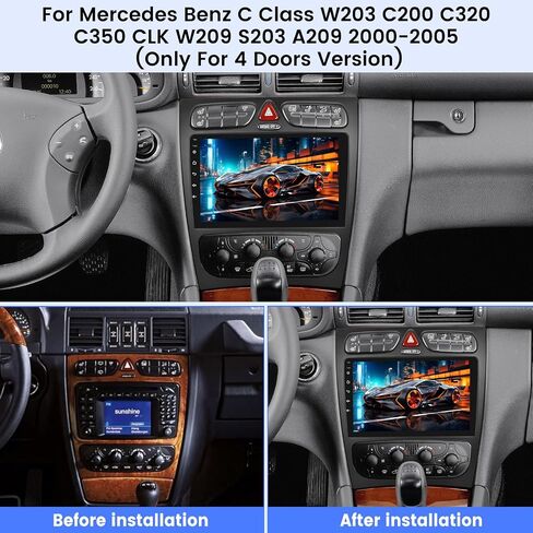 [2G+64G] Radio for Mercedes Benz C Class W203 C200 C320 C350 CLK W209 S203 A209 2000-2005 (for 4 Doors), Android Touch Screen W203 Car Stereo with Carplay Android Auto in Saudi Arabia