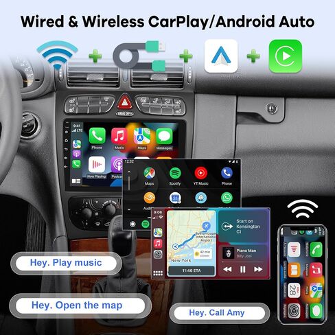 [2G+64G] Radio for Mercedes Benz C Class W203 C200 C320 C350 CLK W209 S203 A209 2000-2005 (for 4 Doors), Android Touch Screen W203 Car Stereo with Carplay Android Auto in Saudi Arabia