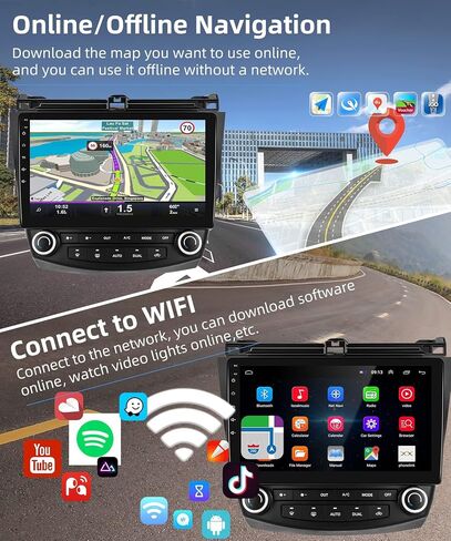 لـ Honda Accord 2003-2007 Android Car Radio Stereo 10.1 بوصة HD HD LOCSE SCREENT LINK GPS HEAD مع WIFI Bluetooth USB FM Audio in Kuwait