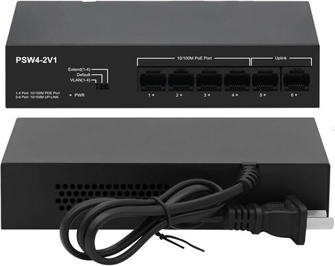 اقرأ HD 6 Port Poe Switch مع 4 منافذ Poe ، 2 Fast Ethernet Uplink ، 10/100 ميجابت في الثانية ، ميزانية طاقة 55W ، دعم IEEE802.3AF/AT ، SLIP & PLAY SLOPLION in Saudi Arabia