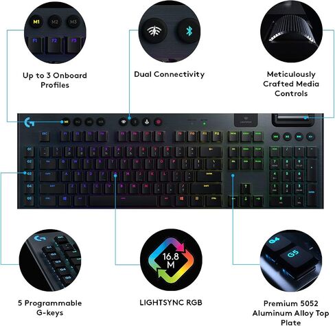 Logitech G915 لوحة مفاتيح الألعاب الميكانيكية اللاسلكية (اللمس) - الأسود (متجدد) in Kuwait