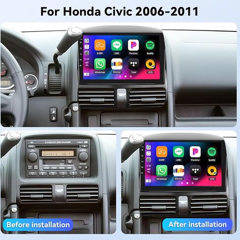 ستيريو سيارة Android 13 لسيارة Honda CRV 2002-2006 مع Apple Carplay Android Auto، راديو سيارة بشاشة لمس 9 بوصة مع وصلة مرآة واي فاي GPS بلوتوث FM/RDS SWC+AHD كاميرا خلفية [2G+32G] in Kuwait