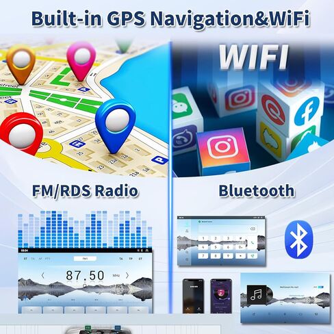 ستيريو سيارة Android 13 لسيارة Honda CRV 2002-2006 مع Apple Carplay Android Auto، راديو سيارة بشاشة لمس 9 بوصة مع وصلة مرآة واي فاي GPS بلوتوث FM/RDS SWC+AHD كاميرا خلفية [2G+32G] in Kuwait