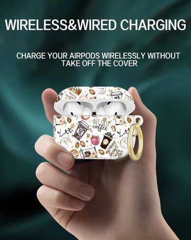 متوافق مع Airpod Pro 2nd // غطاء علبة الجيل الأول مع سلسلة مفاتيح ، علبة سماعات رأس لاسلكية مقاومة للوقاية من Airpod Pro 2023/2022/2019 (نمط القهوة) in Kuwait