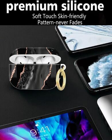 متوافق مع Airpod Pro 2nd // غطاء علبة الجيل الأول مع سلسلة مفاتيح ، علبة سماعات رأس لاسلكية مقاومة للوقاية من Airpod Pro 2023/2022/2019 (نمط القهوة) in Kuwait