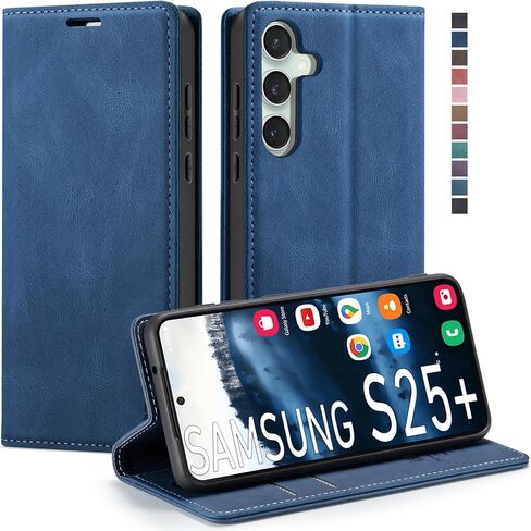حالة japezop متوافقة مع Samsung Galaxy S25+ Plus ، علبة محفظة مع [RFID LOCKING] حامل بطاقة Kickstand مغناطيسي ، محفظة جلدية من Galaxy S25+ Plus 6.7 بوصة (أزرق) in Kuwait
