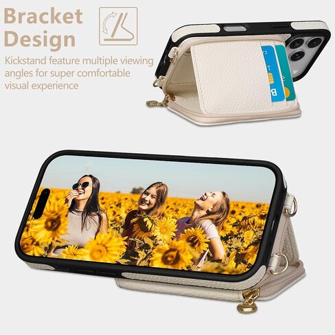 حقيبة Keallce for iPhone 17 Pro Max 6.9 '' Case Wallet ، محفظة سحاب Crossbody مع فتحات بطاقة حظر RFID Kickstand ، Lanyard و Phansstrap Flip Folio Leather Phone for iPhone 17 Pro Max ، Purple in Kuwait