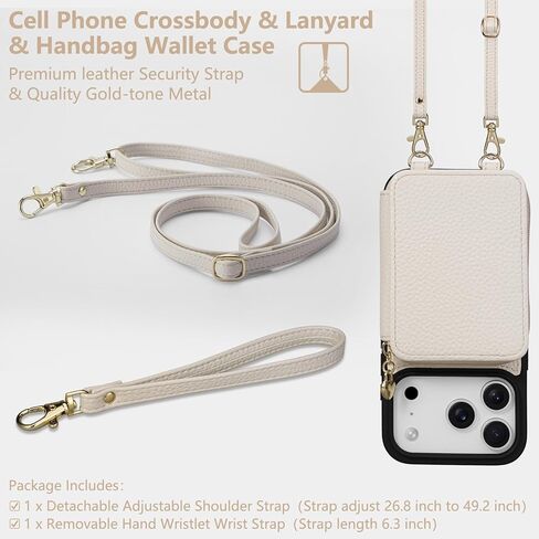 حقيبة Keallce for iPhone 17 Pro Max 6.9 '' Case Wallet ، محفظة سحاب Crossbody مع فتحات بطاقة حظر RFID Kickstand ، Lanyard و Phansstrap Flip Folio Leather Phone for iPhone 17 Pro Max ، Purple in Kuwait