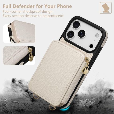 حقيبة Keallce for iPhone 17 Pro Max 6.9 '' Case Wallet ، محفظة سحاب Crossbody مع فتحات بطاقة حظر RFID Kickstand ، Lanyard و Phansstrap Flip Folio Leather Phone for iPhone 17 Pro Max ، Purple in Kuwait