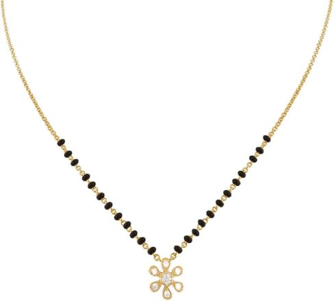 TARINIKA Sterling Silver Dainty Mangalsutra Necklace with Charm Design - Silver Chain Necklace for Women | Perfect for Casual occasions | Indian jewelry sets for women in Saudi Arabia
