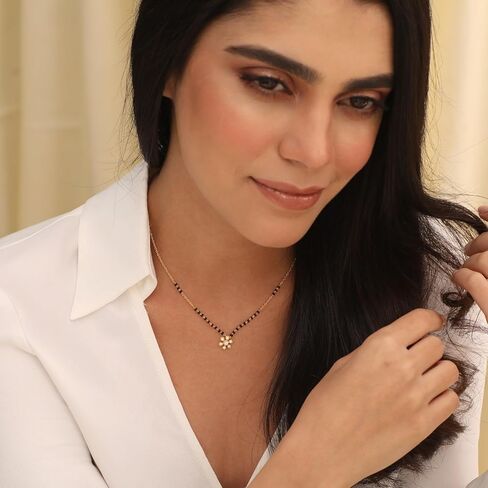 TARINIKA Sterling Silver Dainty Mangalsutra Necklace with Charm Design - Silver Chain Necklace for Women | Perfect for Casual occasions | Indian jewelry sets for women in Saudi Arabia