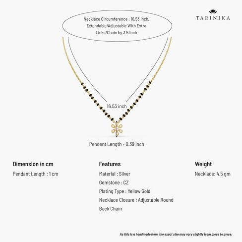 TARINIKA Sterling Silver Dainty Mangalsutra Necklace with Charm Design - Silver Chain Necklace for Women | Perfect for Casual occasions | Indian jewelry sets for women in Saudi Arabia