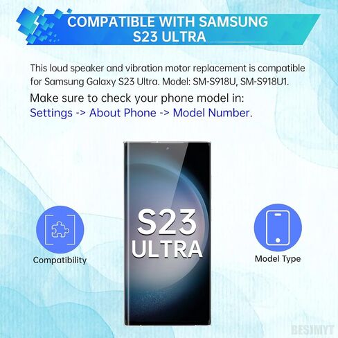 بالنسبة إلى Samsung Galaxy S23 Ultra Loud Speaker ، استبدال محرك الاهتزاز مع قوسين صوتي صوتي نغمة صوتية استبدال Ringer مكبرات الصوت مجموعة التجميع ل Samsungs23 Ultra SM-S918U in Saudi Arabia