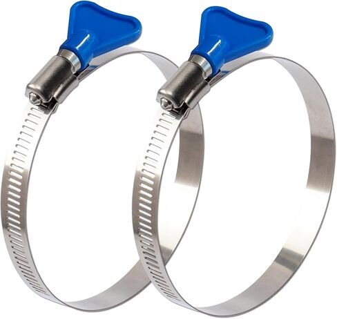 ISPINNER 2pcs 2.5 Inch Key-Type 304 Stainless Steel Worm Gear Hose Clamps, Adjustable Size Range 40-64mm Clamps for Dryer Vent, Dust Collector and Automotive in Kuwait