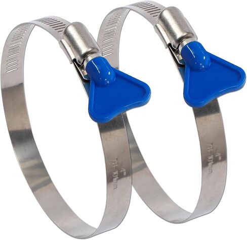 ISPINNER 2pcs 2.5 Inch Key-Type 304 Stainless Steel Worm Gear Hose Clamps, Adjustable Size Range 40-64mm Clamps for Dryer Vent, Dust Collector and Automotive in Kuwait